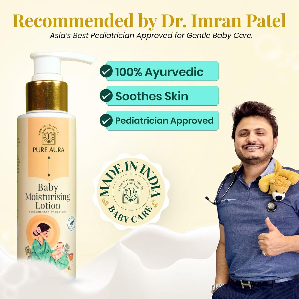 Pure Aura Rich Moisture Baby Lotion 100ml | Nourishing Cream for Soft & Sensitive Skin | Ayurvedic & Chemical-Free | Daily Use | Safe for Newborns Baby & Kids view 2