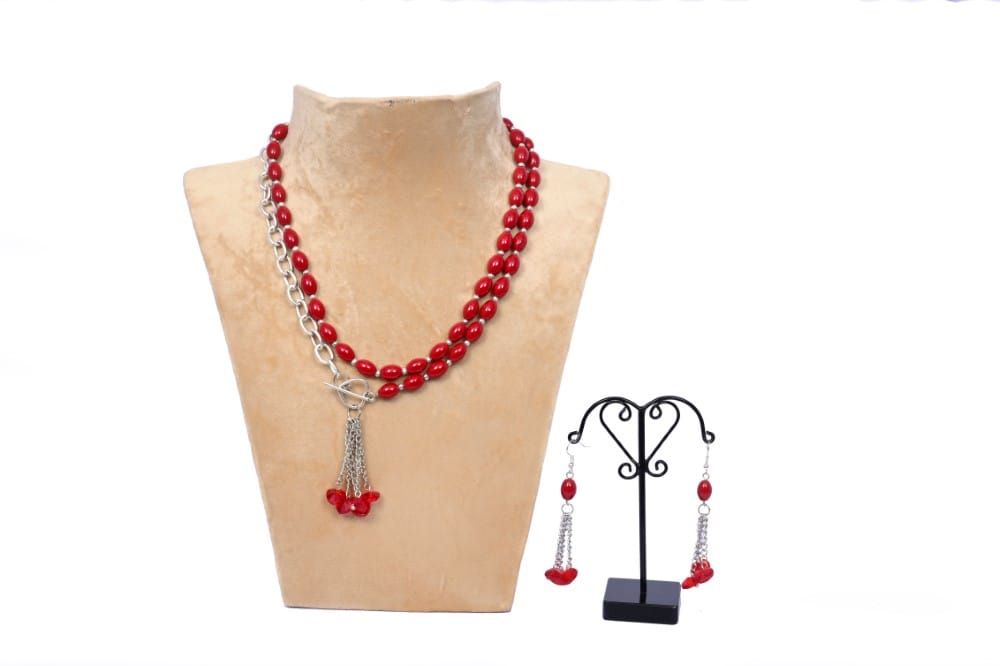 Stylish Glass ovel shaped Glass Bead Necklace view 2