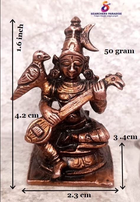 Searchers Paradise - Copper Idols Raja Matangi, 1.6 inches, Copper Handmade 50 Grams, Patina Antique Finish, Pack of 1 Piece view 2