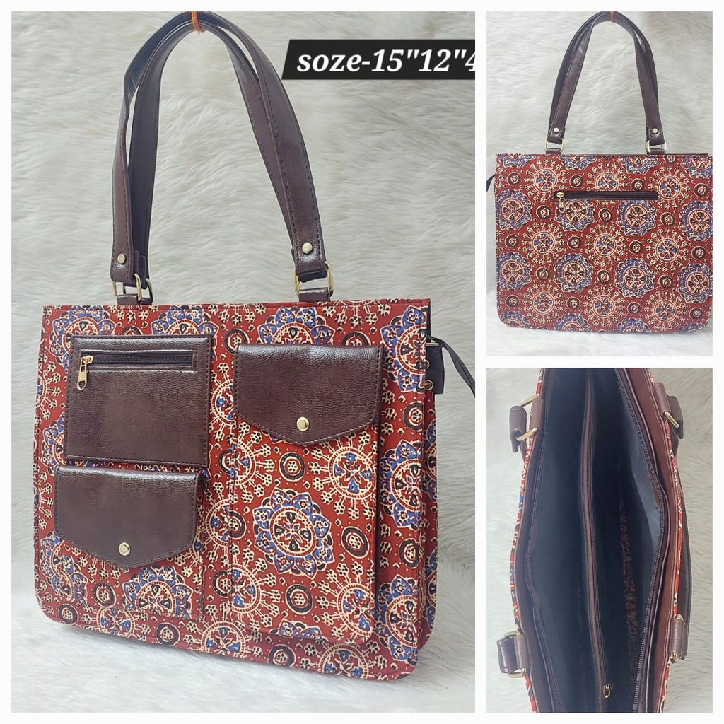 Handmade Tote Bag with Zippered Closure view 2