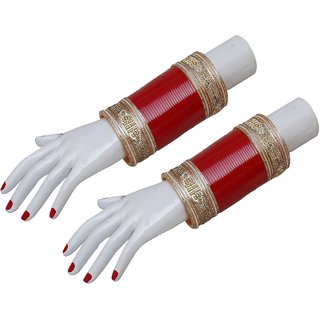 Lucky Jewellery Red Designer Chura Bridal Wedding Punjabi Choora Fashion Jewellery Chuda Set (1624-M1C1-HEERA-R) view 2