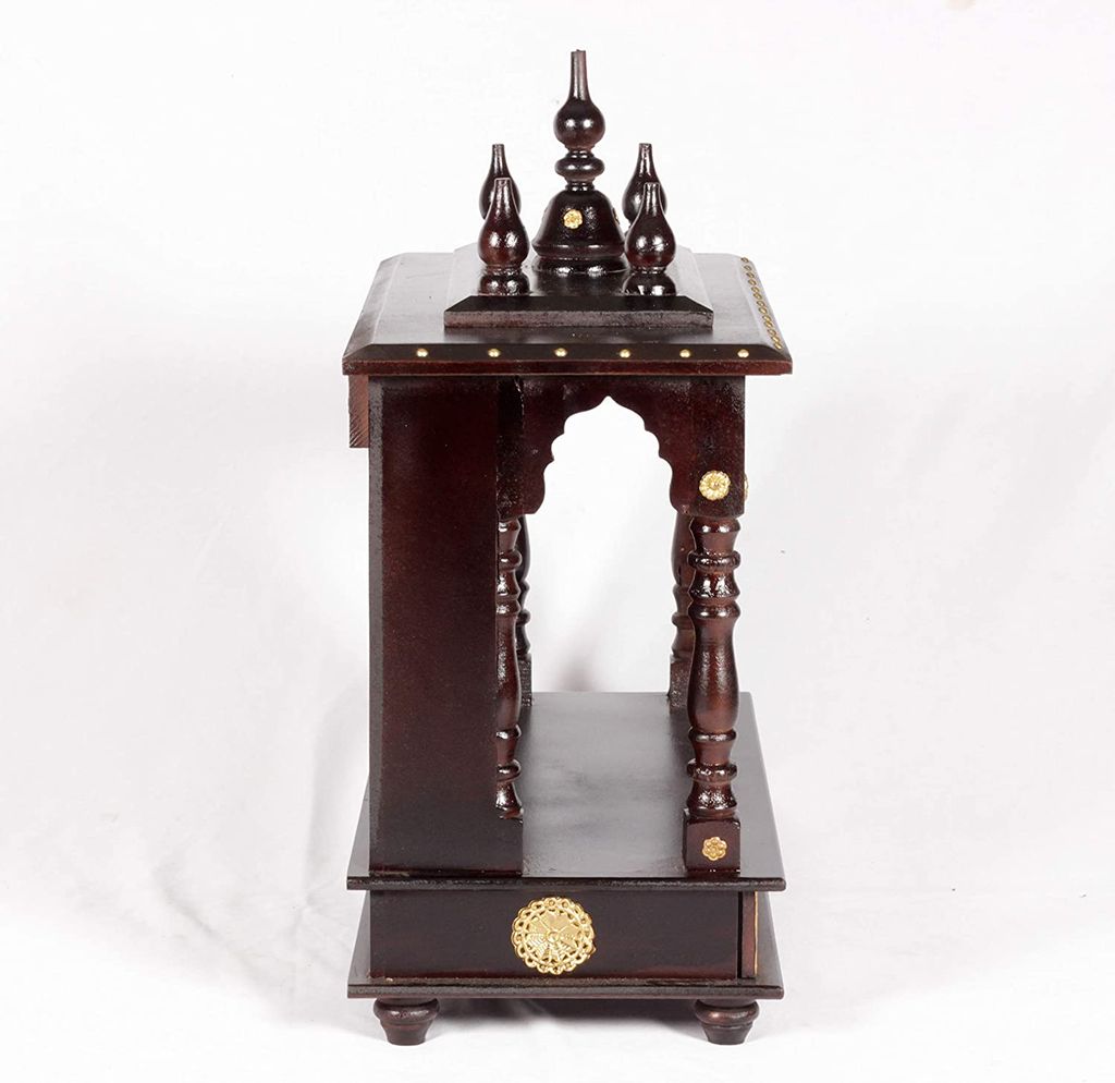 Creative Handicrafts Home Temple, Wooden Temple, Pooja Mandir for Home (Open Black & Gold, 18x9x22 inches) CH-31 view 2