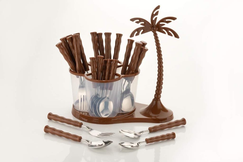 HAPPI Premium Tree Shaped Cutlery Set for Dining Table with Stand 24 Pieces Stainless Steel Antic - 6 Table Spoons, 6 Tea Spoons, 6 Forks, 6 Dessert Spoons view 2