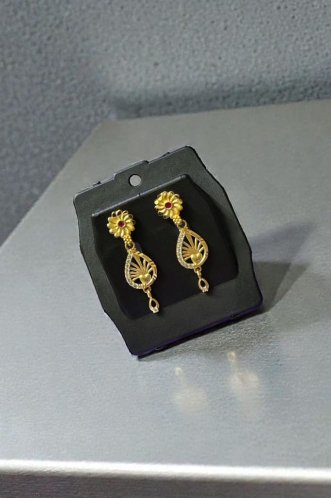 Gold-Plated Daily Wear American Diamond Earrings for Women | Lightweight | Premium Shine | Everyday Wear view 2