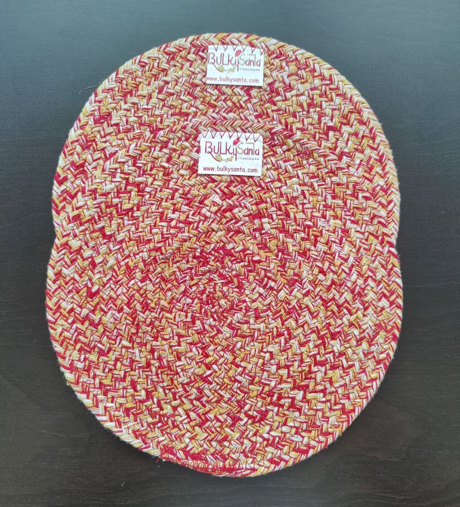 Round table mats cotton placemats (pack of 2) | Hotpads / trivets 9", Heat Resistant, Reversible Use (Yellow) by Bulky Santa view 2