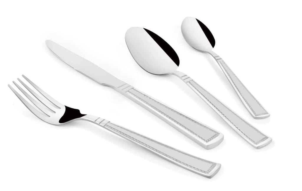 FnS Radiant 24 Pc Premium Stainless Steel Cutlery Set with Hanging Stand (6 Dinner Spoons, 6 Dinner Forks, 6 Tea Spoons, 6 Dinner Knives & 1 Stand) view 2