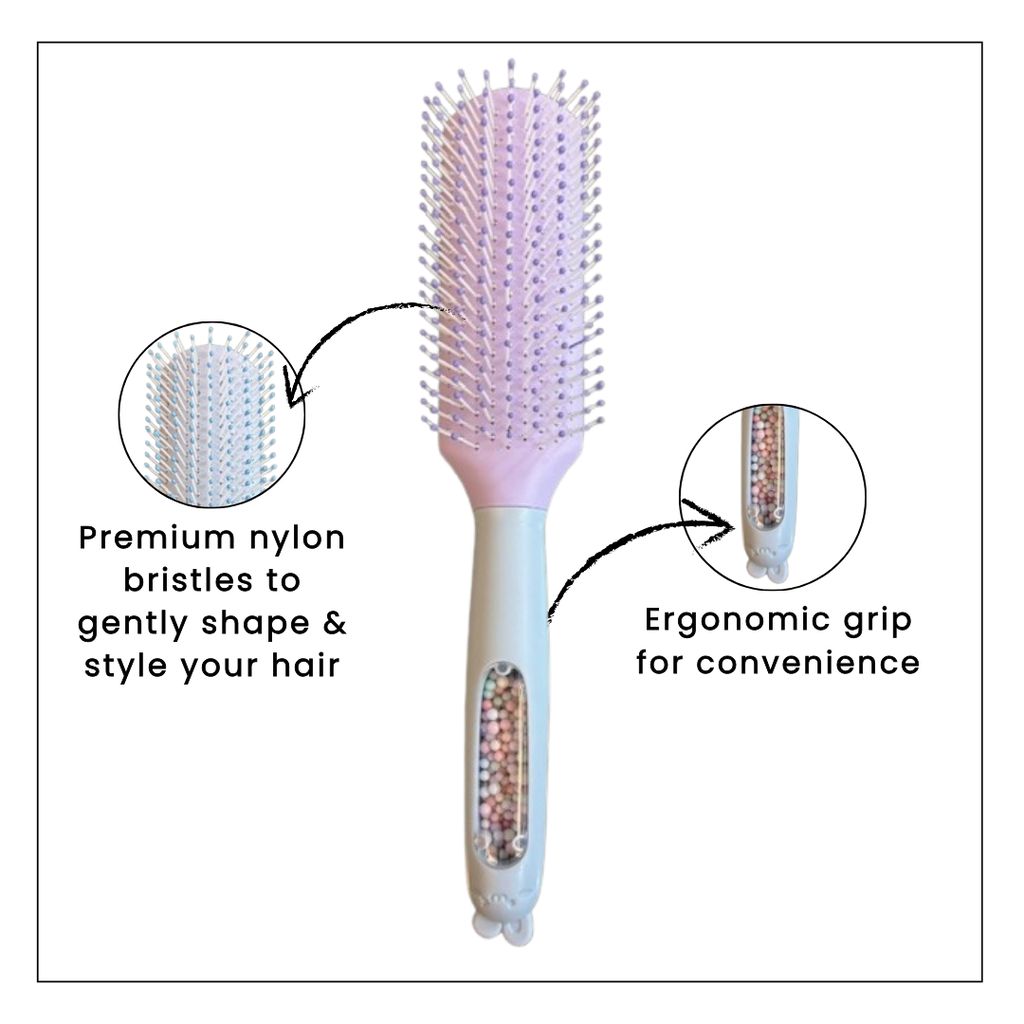 Hair Brush with Strong & Flexible Nylon Bristles having Anti-static Ball Tips, For Grooming, Straightening, Smoothing in blue Colour view 2