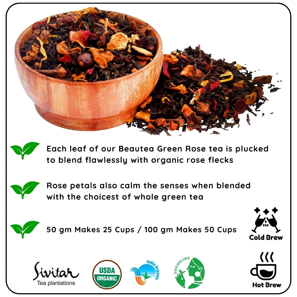 RADIANCE Green Rose -Refreshing & Aromatic Blend (100 gm - Makes 50 Cups of Tea) by M/S RADHIKAS FINE TEAS AND WHATNOTS view 2