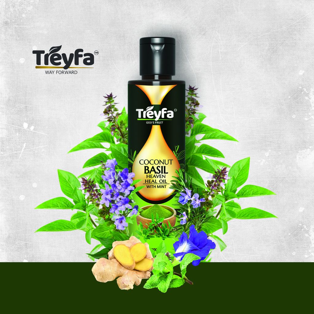 Treyfa Coconut Basil heaven heal oil for ultimate skin, hair and body care(200ml) view 2