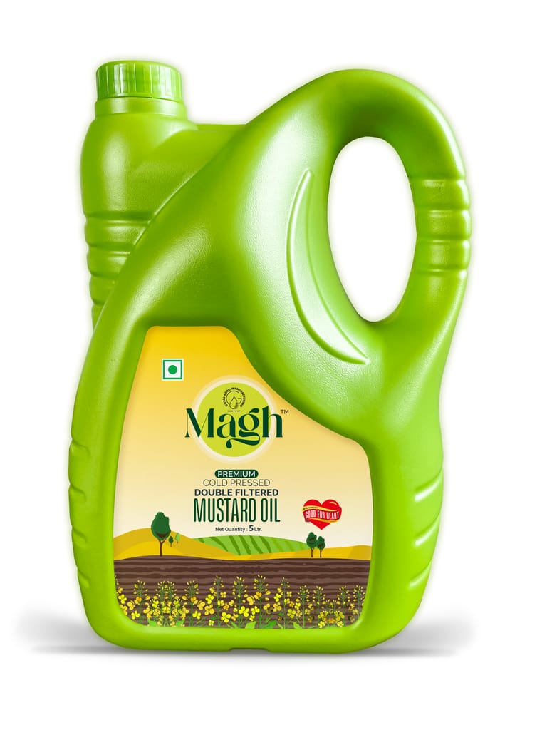 MAGH -COLD PRESSED - DOUBLE FILETERD - Premium - (YELLOW MUSTARD OIL) - 5 liter view 2