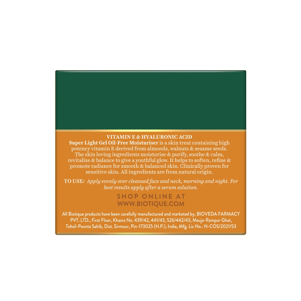 Biotique Advanced Organics Vitamin E & Hyaluronic Acid Super Light Gel Oil-Free Moisturiser 175Gm view 2