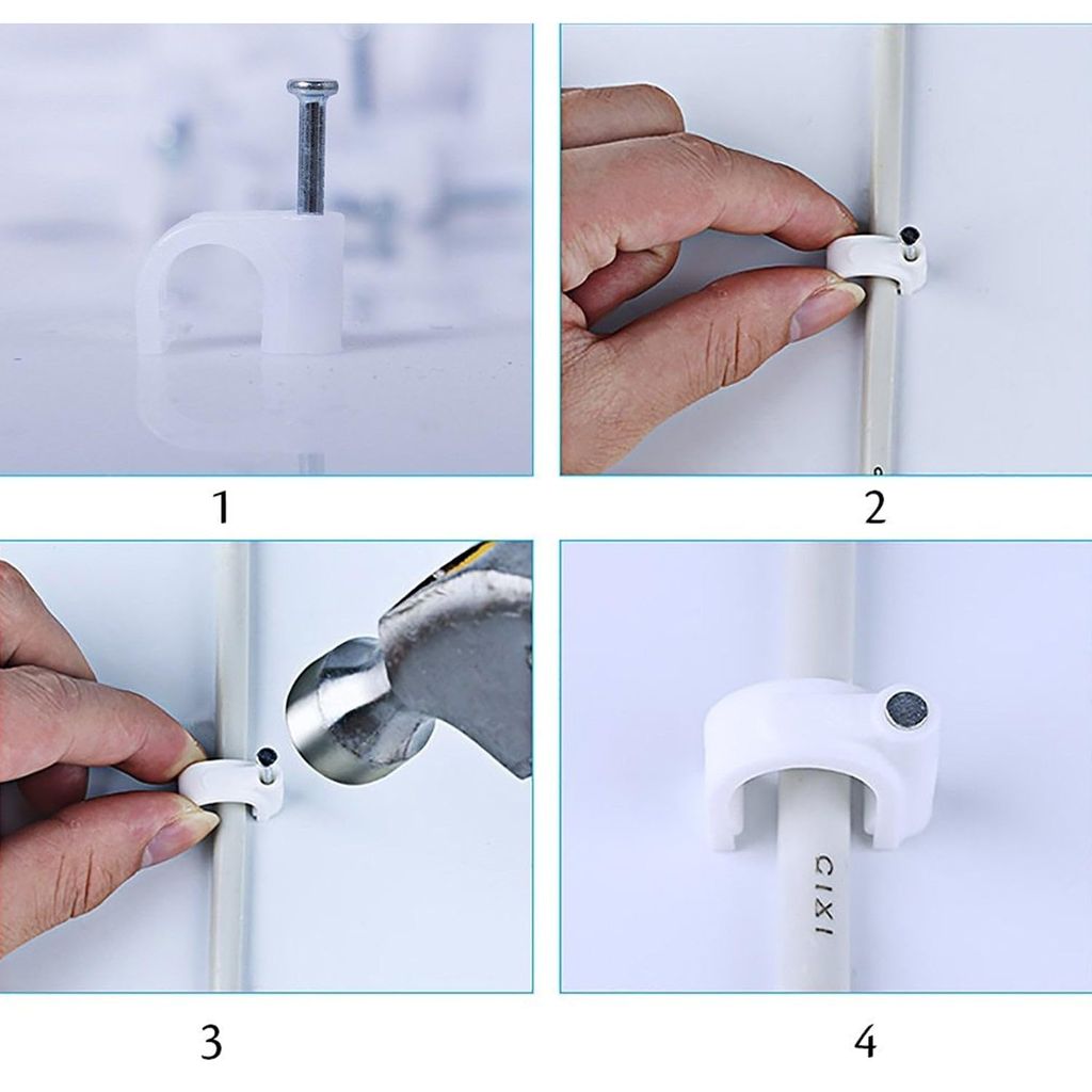 DHRUVINSRI 100Pc 8 MM , 2 Sets, Cable Clip used in all kinds of wires to make them stuck and holded in walls etc- view 2