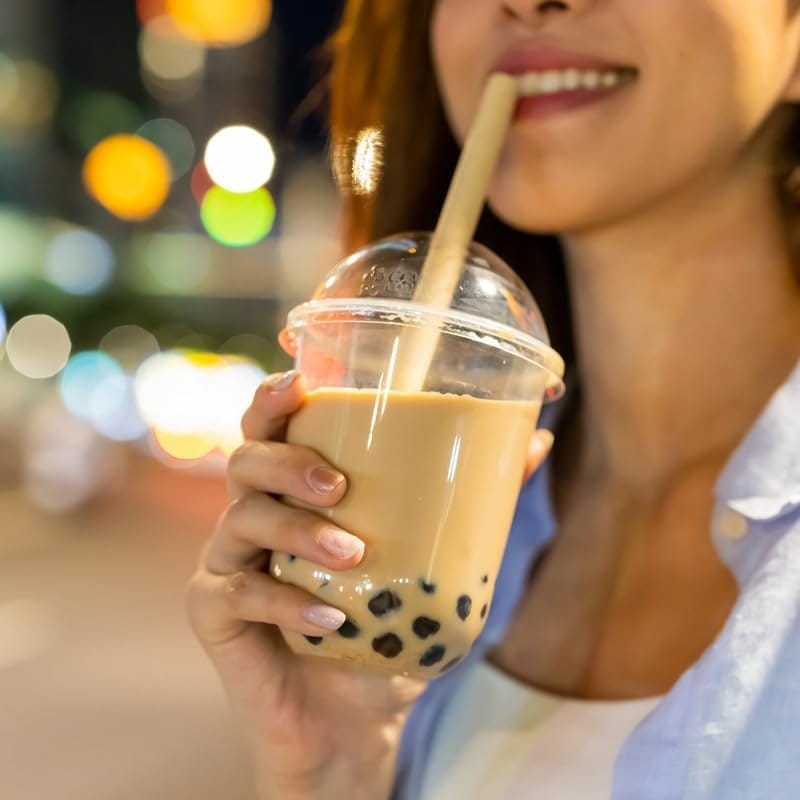 Tapioca Pearls Combo Kit | Boba Sipper Cup I Brown Sugar I 5 Straws (12 mm) | Popping Pearls For Boba Tea, Curd, Cold Coffee And More | (250 grams) view 2