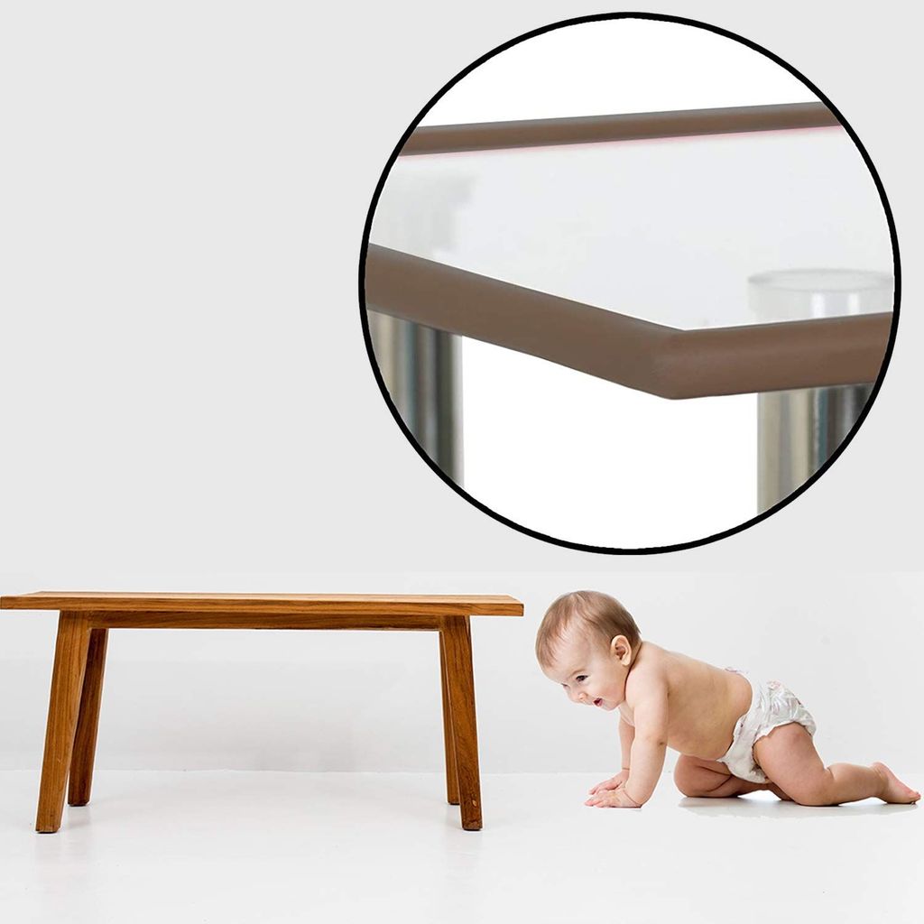 Safe-O-Kid' (Set of 20) Baby Proofing Combo of U-Shaped 2 mtr Long 4 Edge Guard with 16 Corner Protectors for Sharp Edges for Babies- D. Brown view 2