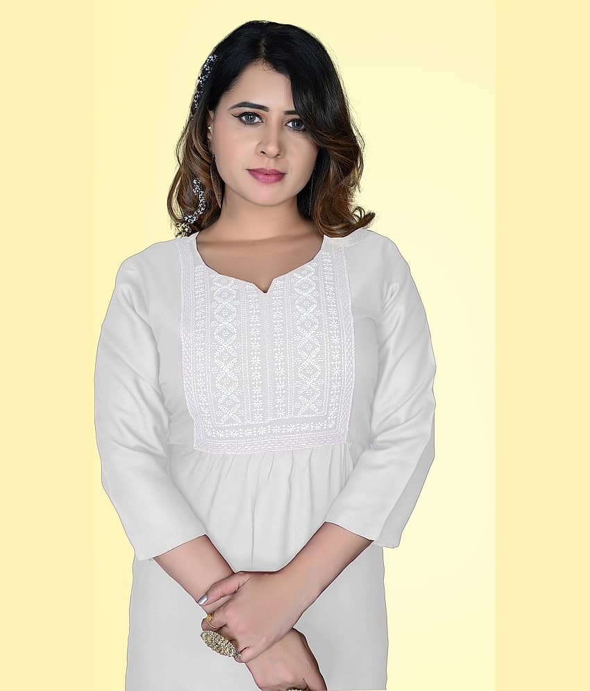 haya fashion - Grey Rayon Women's Straight Kurti ( Pack of 1 ) view 2