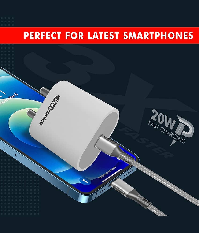 Portronics Adapto 20:20W Type-C Charger With Fast Charging ,White (POR 1238) view 2