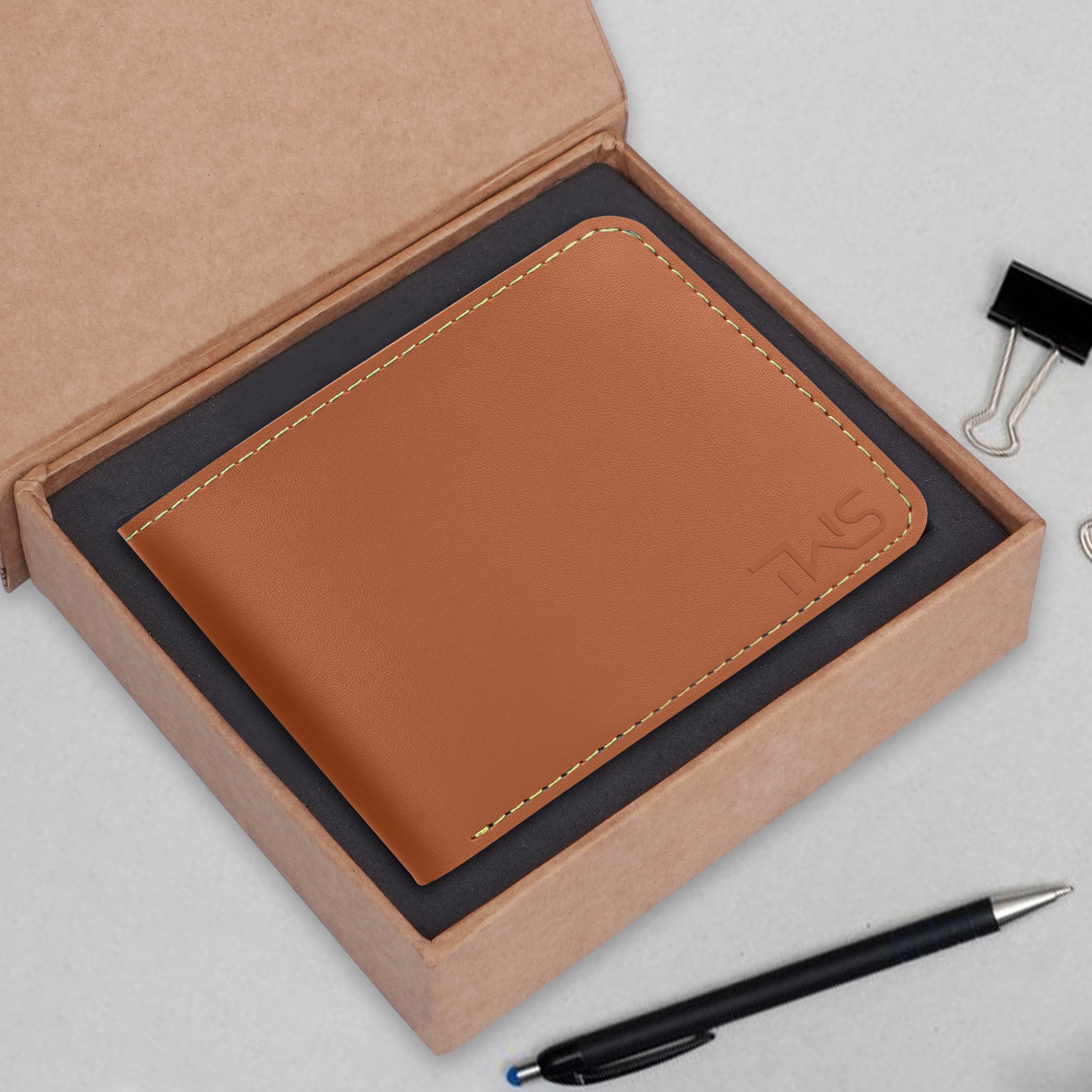 The Wallet Store Vegan Leather Wallet For Men - Tan view 2
