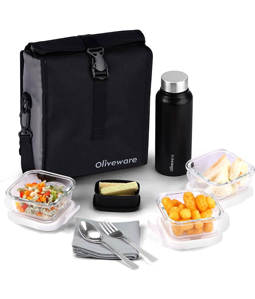 Oliveware Crystal Stainless Steel Lunch Box 3 Container (Pack of 1)
