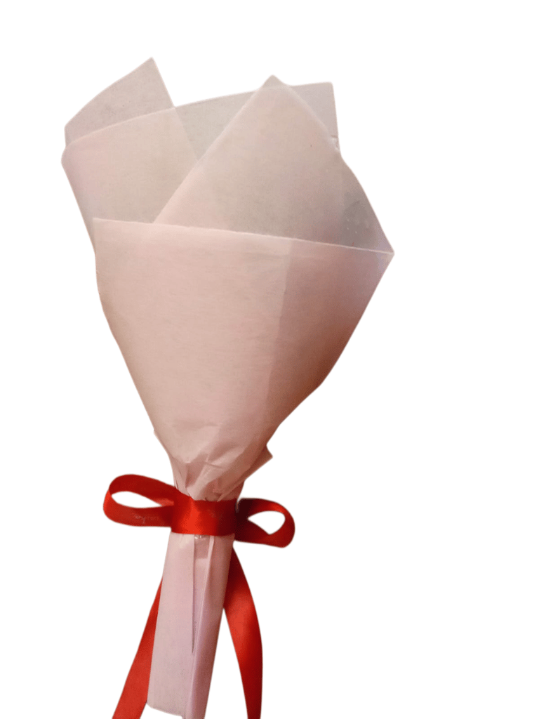Charming Pink Wrap Bouquet with 4 Red Roses – Sweet & Romantic Floral Gift view 2