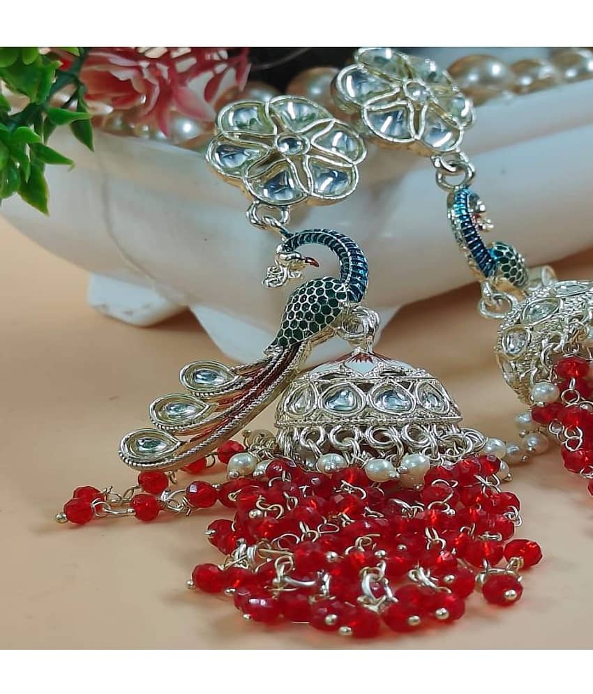 Jiyanshi fashion Red Jhumki Earrings ( Pack of 1 ) view 2