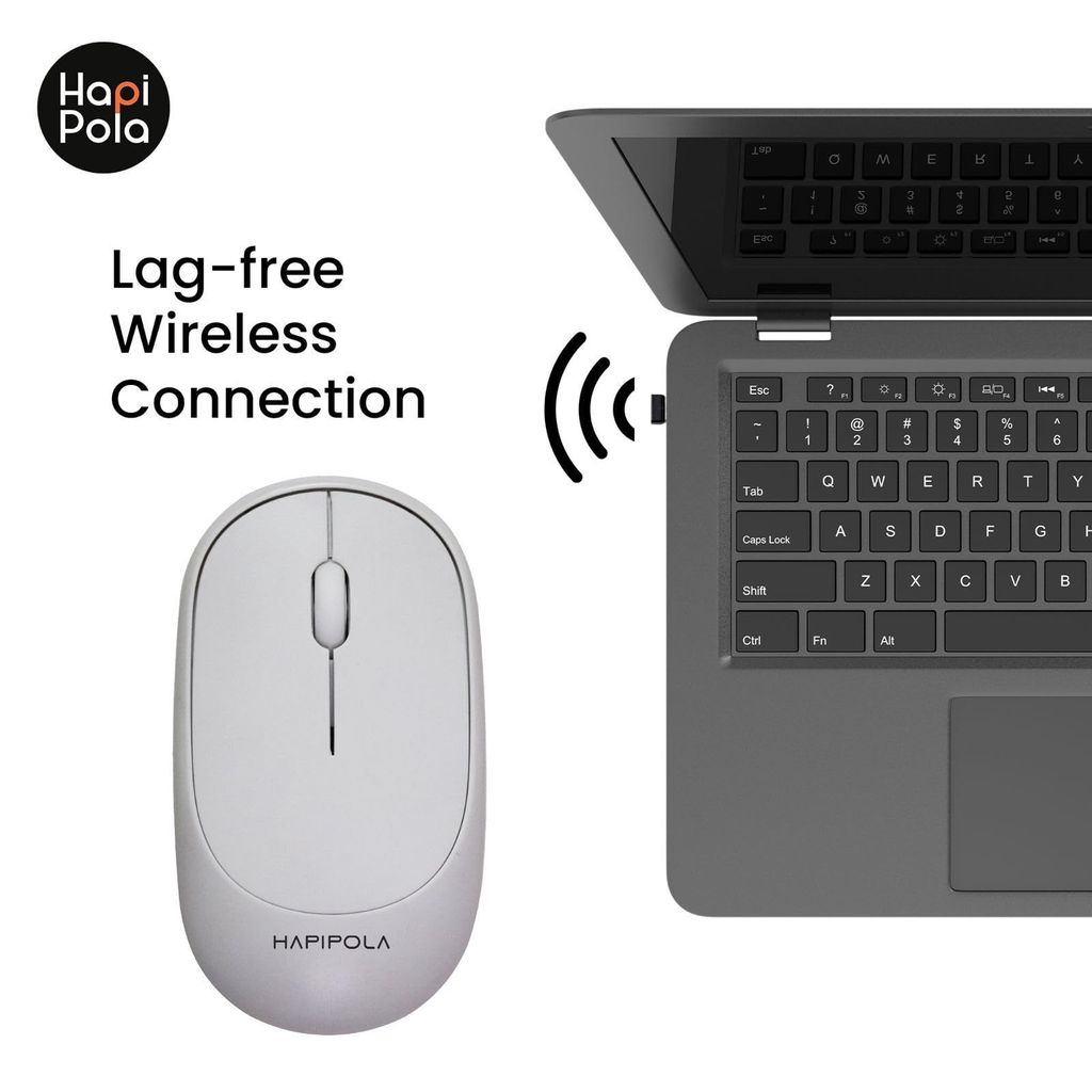 HAPIPOLA Mouse MAX Wireless Mouse, 1600 DPI, 2.4 Ghz RF Digital Technology, Plug-and-Play Optical Mouse view 2