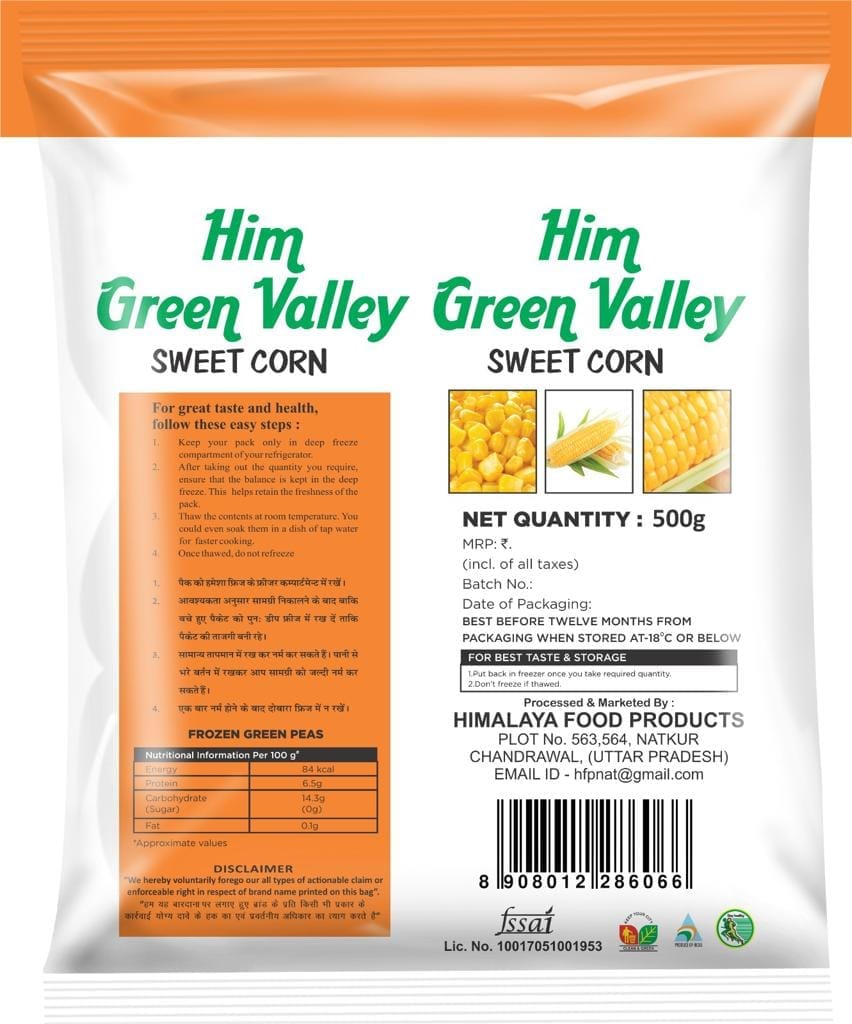 Frozen Sweet Corn 500gm Brand Him Valley view 2