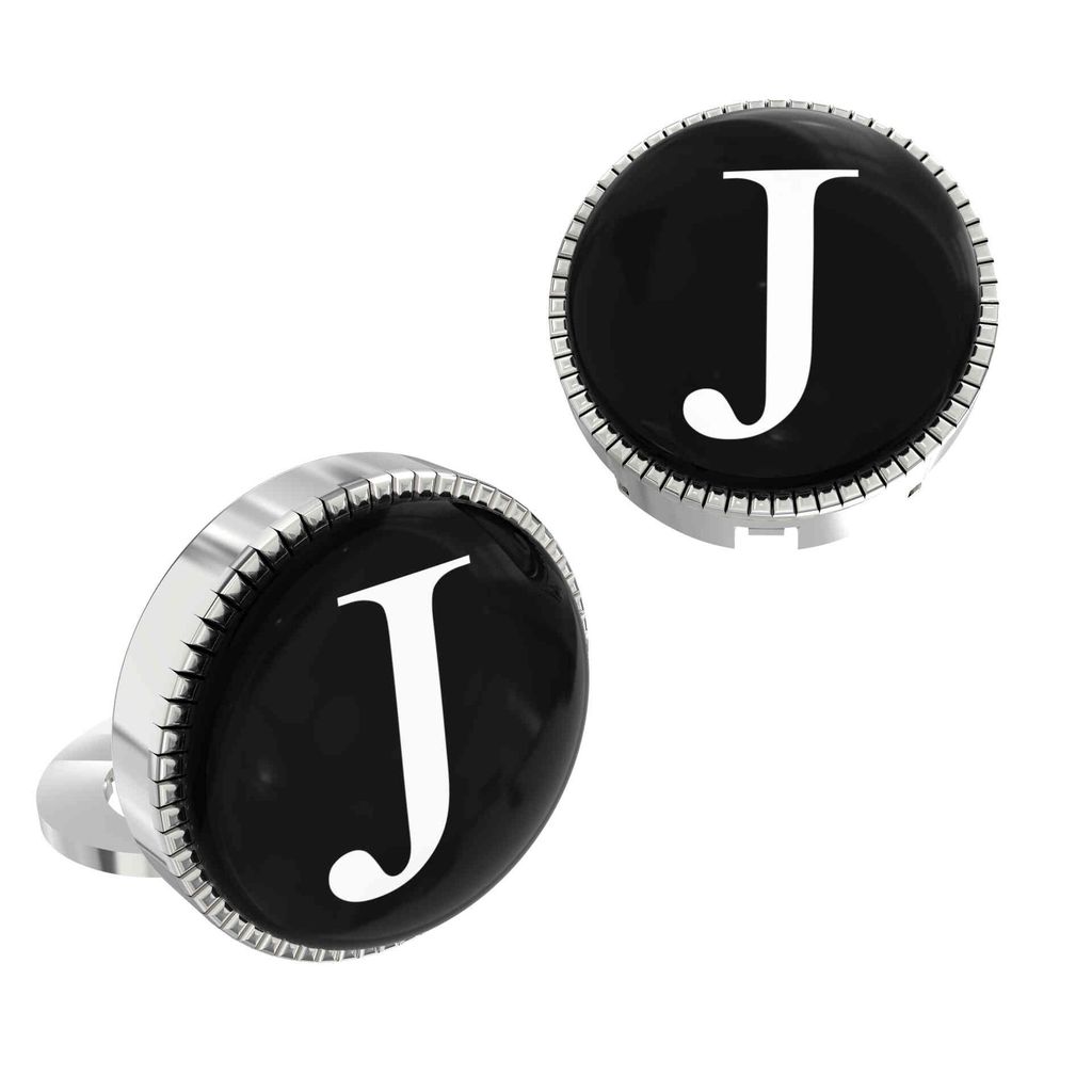 The Smart Buttons - Shirt Button Cover Cufflinks for Men - Personalized Initials - J view 2