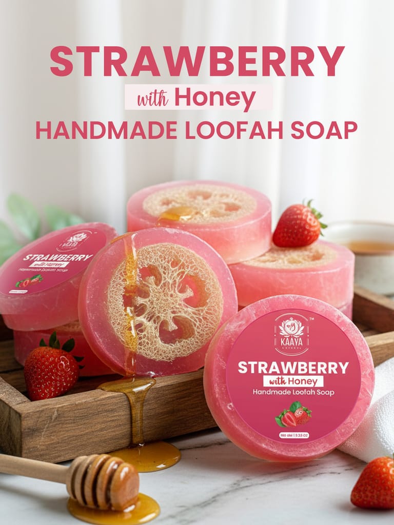 Kaaya Natural Strawberry & Honey Handmade Loofah Soap – 100 GM view 2