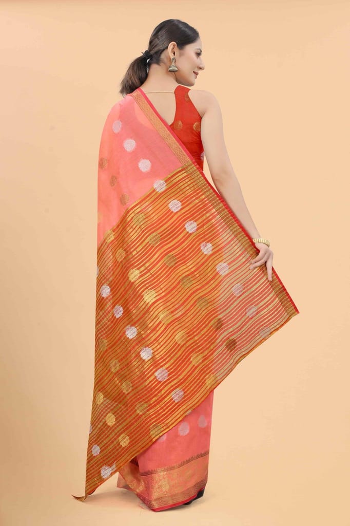 Women's Pure Cotton Woven Saree With Unstiched Blouse Piece view 2