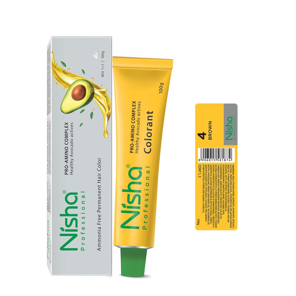 Nisha Professional Creme Hair Color 4.0 Brown 100g, Permanent Hair Colour, Professional Salon Hair Colour view 2