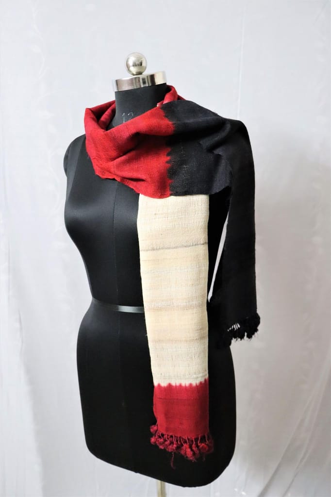Handloom Stole Red-Black-Beige Ombre |Light Wool |Gifting |Fashion view 2