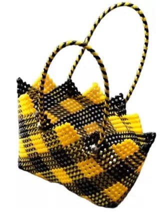Handwoven Picnic Basket with Checkered Pattern view 2