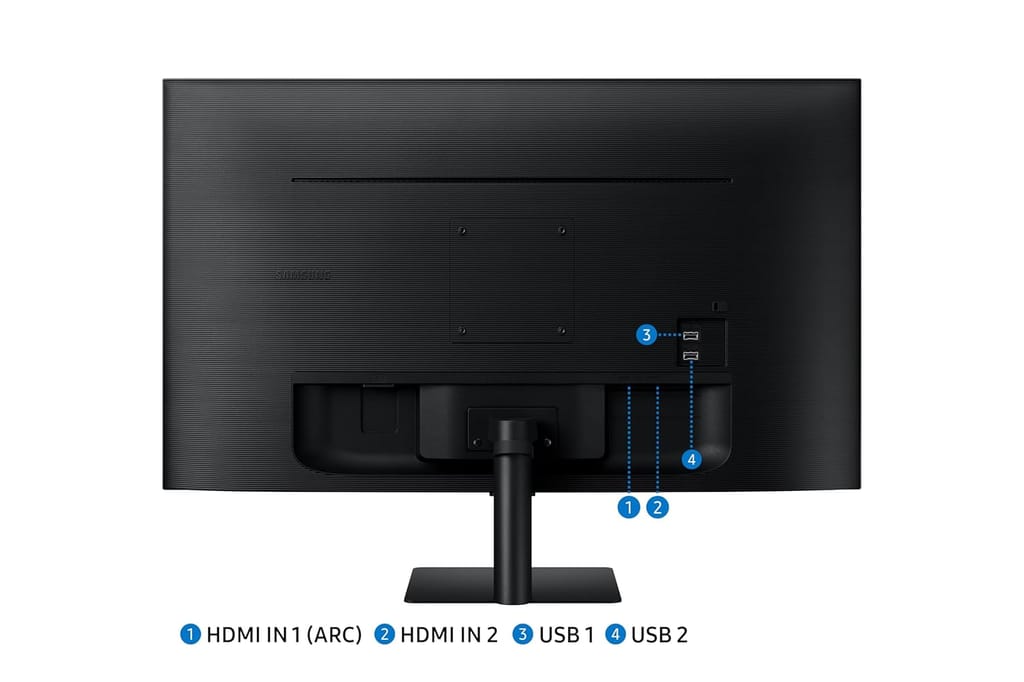 Samsung 32" (80cm) M5 Smart Monitor with Smart TV Experience|FHD 1920 x 1080|Bezeless|OTT Apps|IoT Hub|Office 365|Workout Tracker|Speakers|Remote|Wi-Fi|Bluetooth|LS32DM500EWXXL|Black view 2