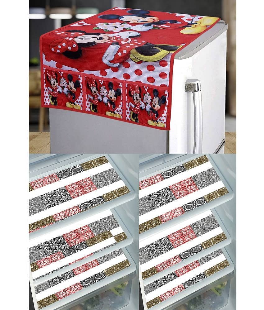 Crosmo PVC Abstract Printed Fridge Mat & Cover ( 99 53 ) Pack of 7 - Multicolor