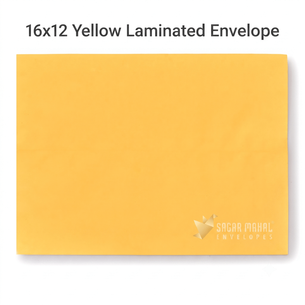 Yellow Laminated Envelope 16X12 Inch | A3 Envelope | 90 GSM Waterproof Office Document Mailing Covers | Moisture Resistant | Pack of 250