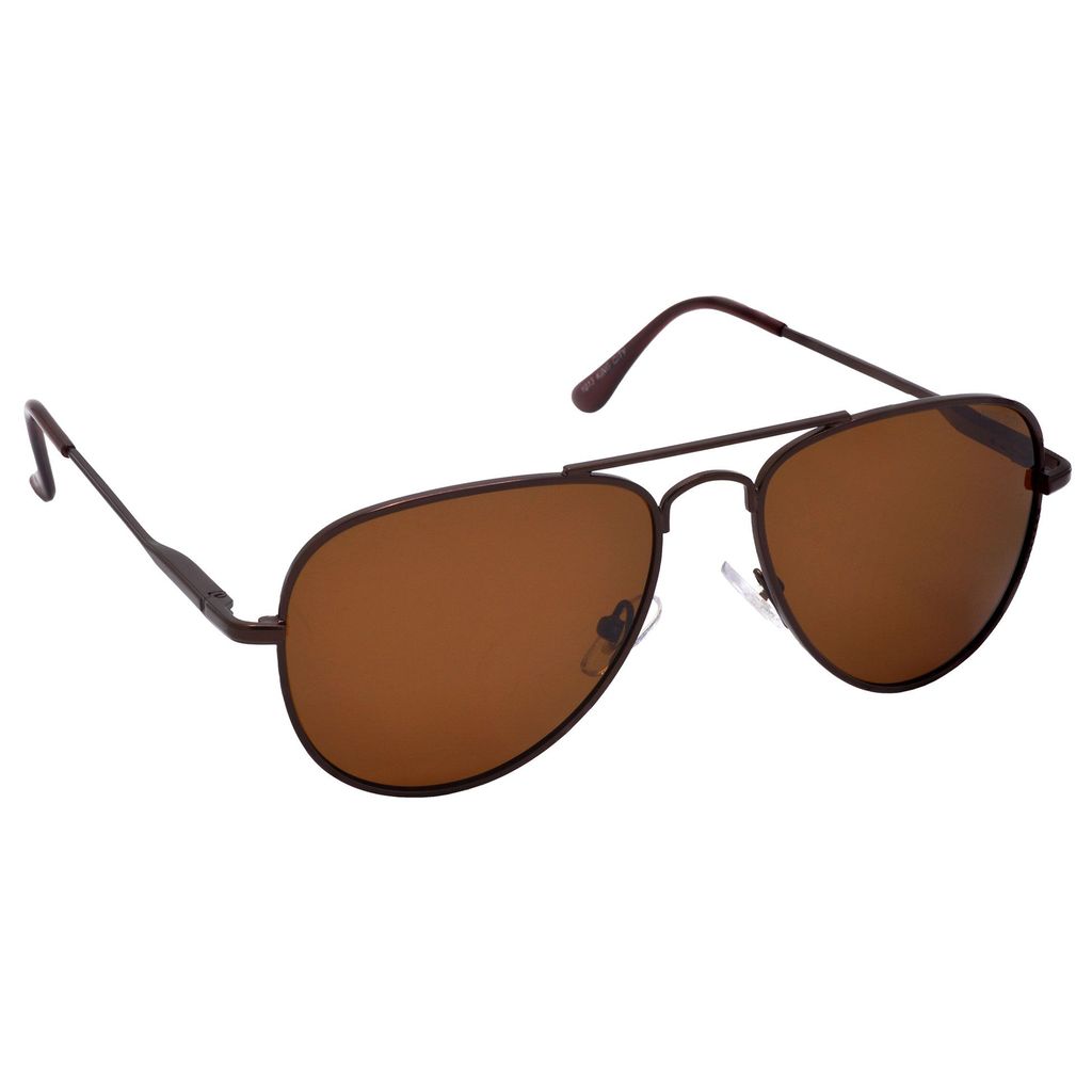 Stylish Pilot Full-Frame Metal Polarized Sunglasses for Men and Women | Brown Lens and Brown Frame | HRS-KC1013-BWN-BWN-P view 2