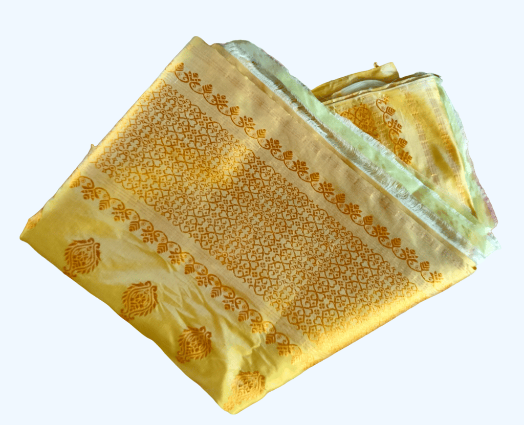 Bodo Paat Mekhela Chadar (Golden White color) view 2