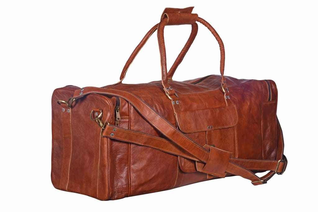 Joyait Leather Handicraft - Genuine Leather Brown Vintage Luggage Unisex Duffle Travel Bag for Men/Men's/Boys/Girls/Women's (22 inch) view 2