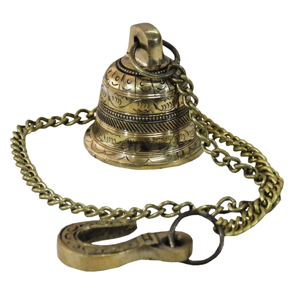 Garvi Gurjari (A Gujarat Govt Enterprise) Handcrafted Brass Hanging Bell with Chain (GGCHMCG03) view 2