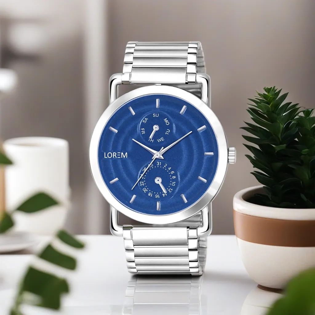 LOREM Black 3D Embossed Stainless Steel Analog Watch for Men LR120-UF view 2