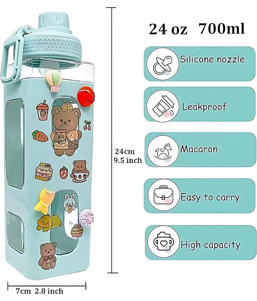 Radhe Creation Cartoon water bottle for kids, kawaii water bottle Multicolour Plastic Water Bottle 700 mL ( Set of 1 ) view 2