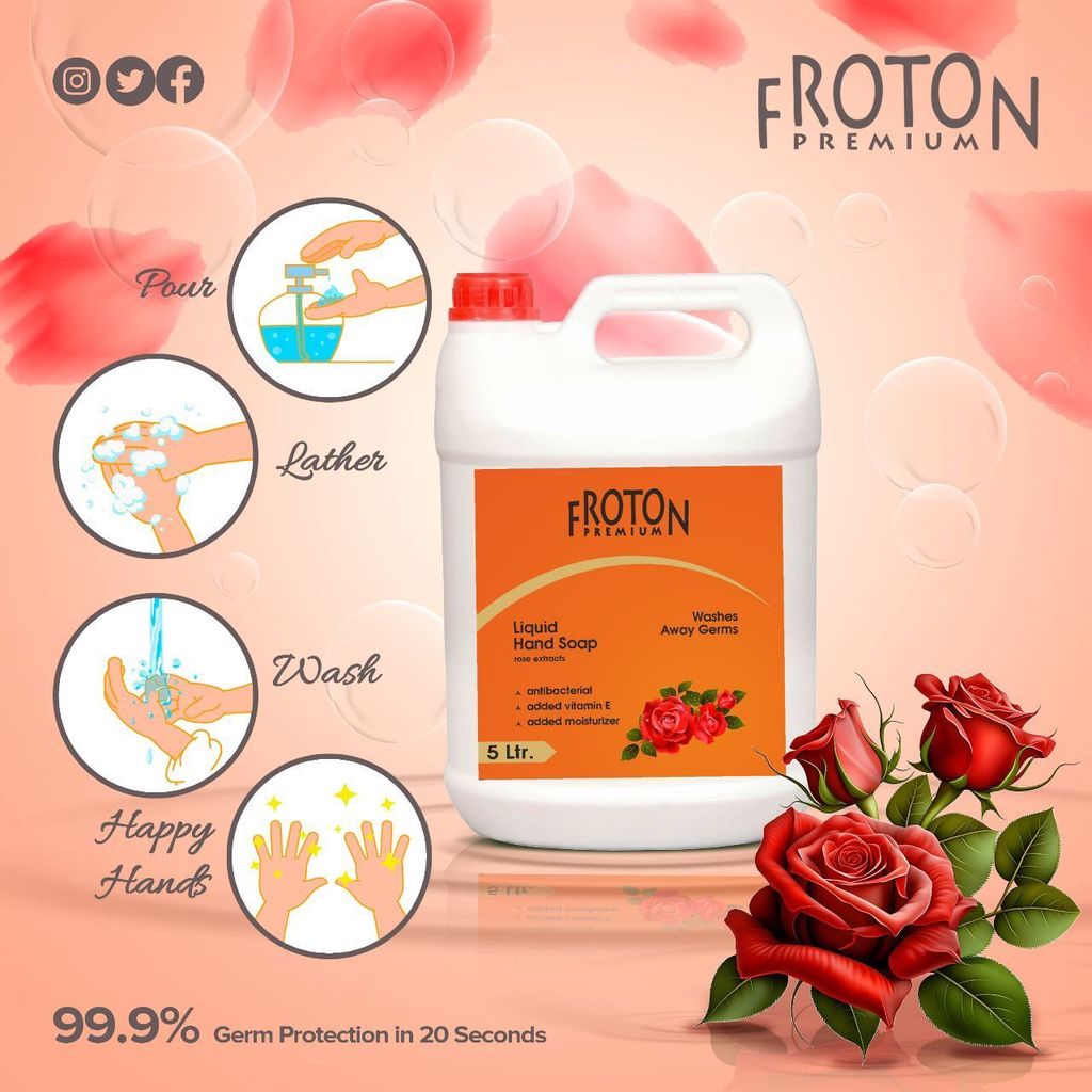 Froton Handwash Rose Gel 5 Ltr Can & 250ml Pack Free view 2