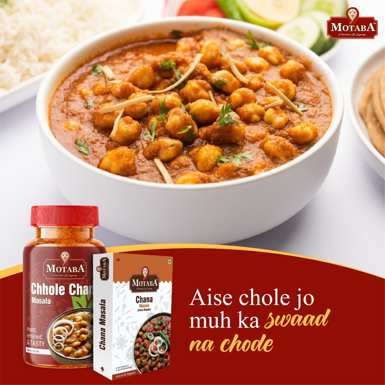 MOTABA Chhole Chana Masala, 500 gm Jar view 2