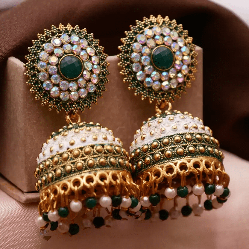 Royal Bridal Jhumka Karwa Chauth/Navratri/Jhumka Earring/Wedding jewelry Alloy Drops & Danglers, Jhumki Earring, Chandbali Earring view 2
