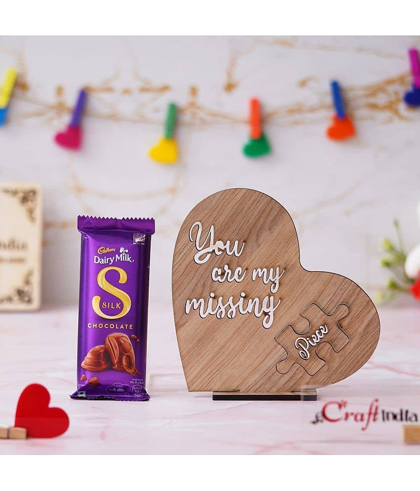 eCraftIndia "You Are My Missing Piece" Showpiece & Cadbury Dairy Milk Chocolate - 400 gms view 2