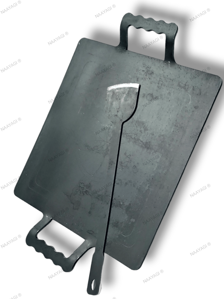 Nakshathra - 3 KG, pure iron tawa / dosa, roti tawa - Square design pathri tawa - 12 inch * 12 inch - double handle, 3 KG view 2
