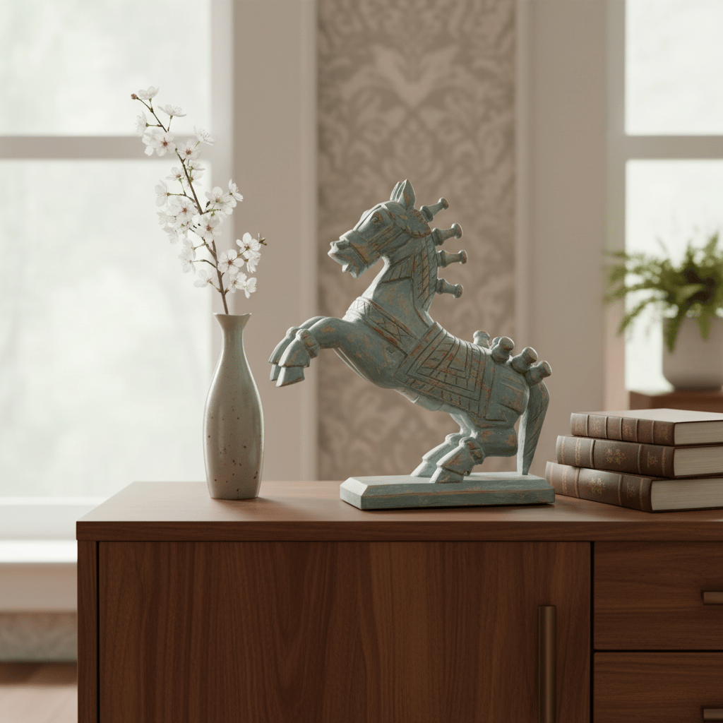 Mango Wood Running Horse Statue Drawing-Room Decors view 2
