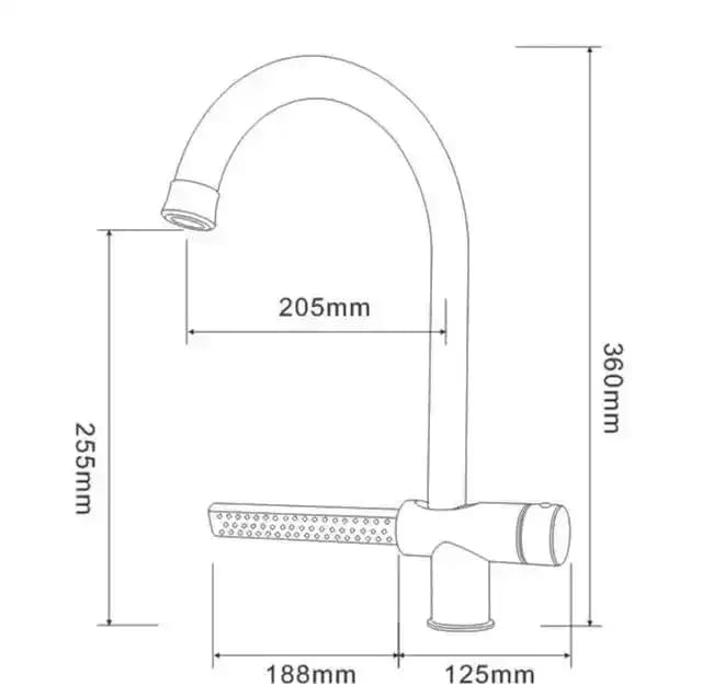 Waterfall Dual-Flow 360° Hot & Cold Stainless Steel Kitchen Mixer Faucet Black view 2