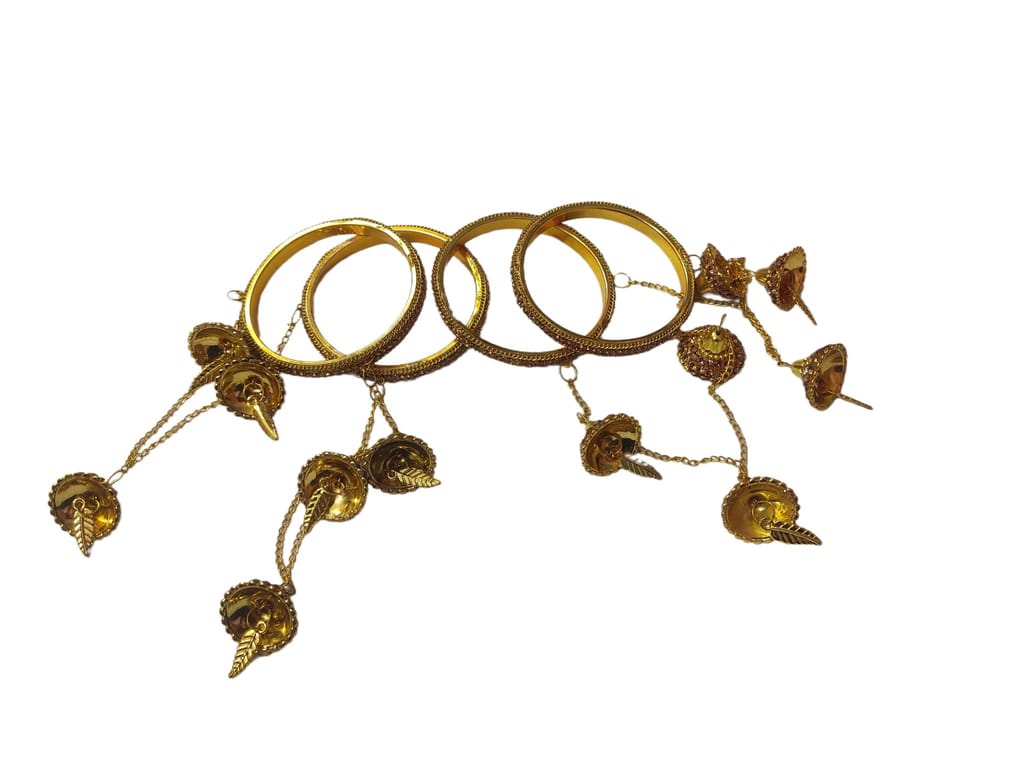 Gold Plated Traditional Indian Wedding Bangles Set for Women view 2
