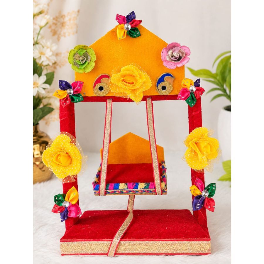 Decorative Velvet Laddu Gopal Jhula for Pooja view 2